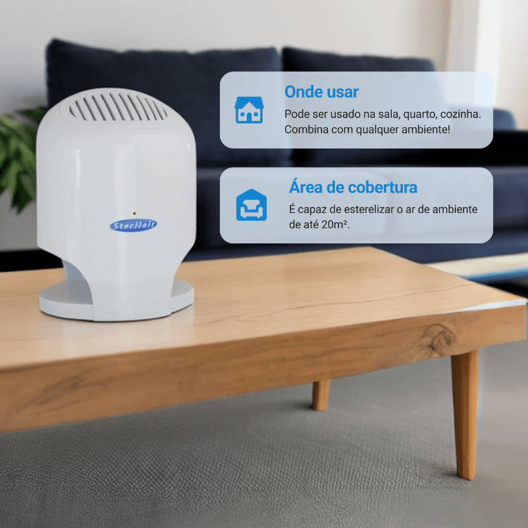 Purificador de Ar  Elimina 99,9% das bactérias - Sterilair