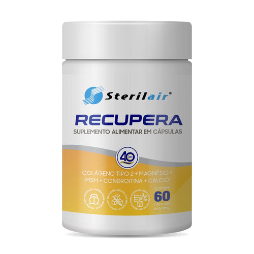 Sterilair Recupera® 60 cápsulas - Colágeno Tipo 2, Condroitina, MSM, Zinco, Cálcio e Magnésio