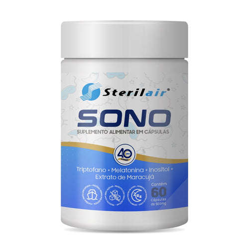 Sterilair Sono® 60 cápsulas - Melatonina, L-Triptofano, Vitamina B6, Magnésio e Extrato de Maracujá