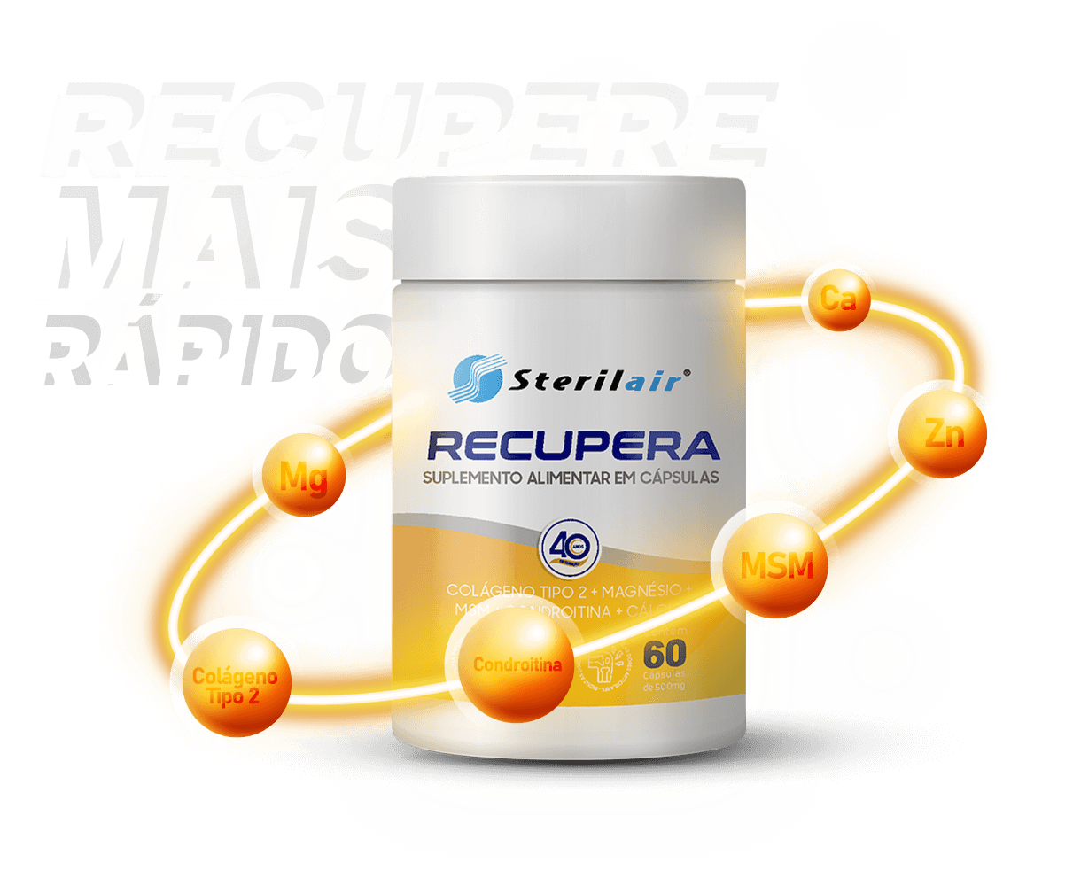 Sterilair Recupera® 60 cápsulas - Colágeno Tipo 2, Condroitina, MSM, Zinco, Cálcio e Magnésio